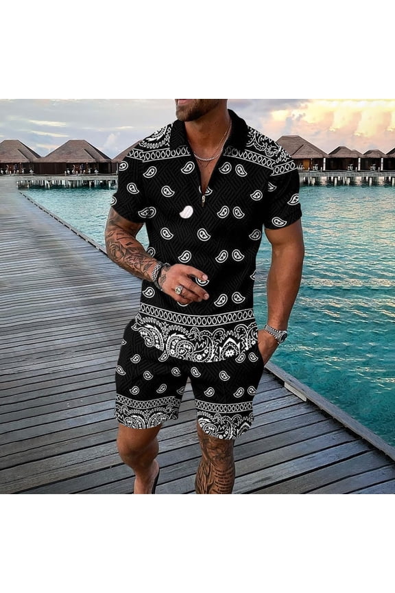 shorts sets men two piece outfits 2 Piece Outfits Casual Athletic Suit Sweatsuit Sportswear Summer Tracksuit,Black L