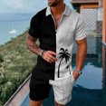 thumbnail image 1 of Vedolay summer sets men 2 piece Men's Flower Shirt Hawaiian Sets Casual Short Sleeve Shirt and Solid Quick Dry Beach Shorts,Black M, 1 of 2