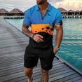 thumbnail image 1 of Vedolay summer sets men 2 piece Mens Short Outfits 2 PC Summer Tracksuit Short Sleeve Polo Shirt Shorts Set,Orange XL, 1 of 2