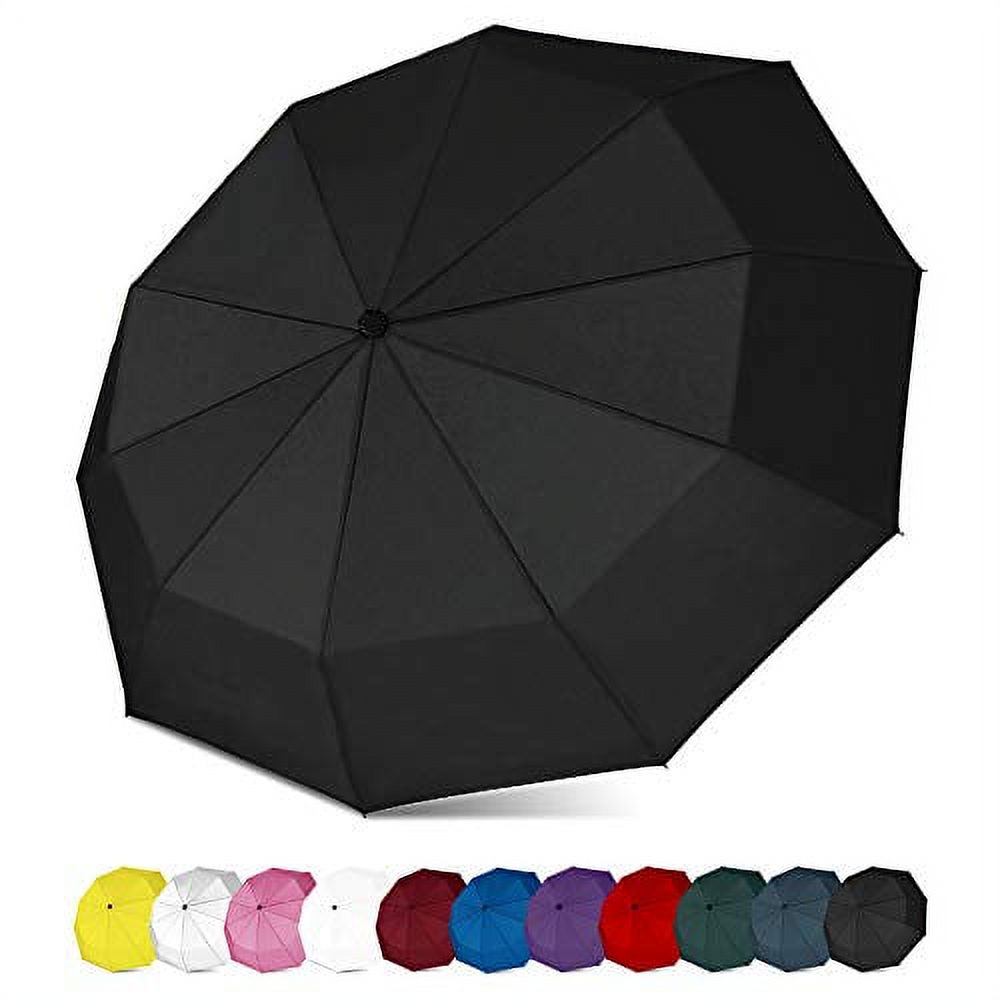 Vedouci Folding Umbrella 10 Ribs Compact Travel Umbrella with Teflon Coating, Automatic Umbrellas Anti UV Coating Folding Umbrellas,Black - image 1 of 5