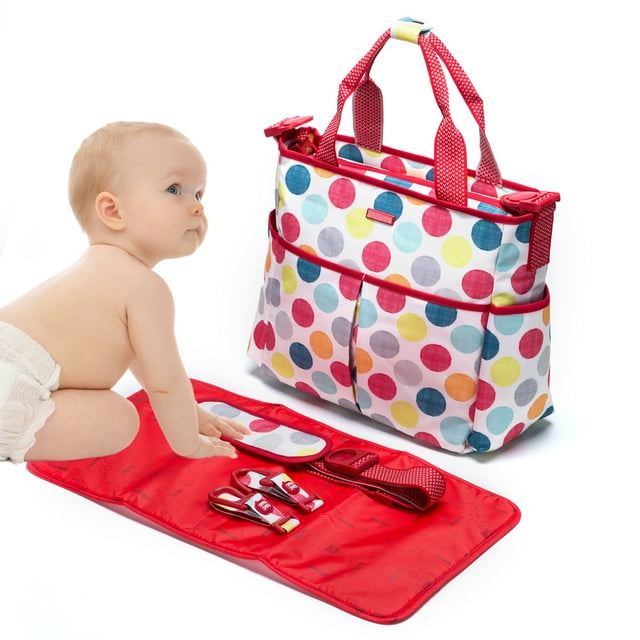 Vedustute Baby Diaper Bag for Hospital Large Capacity Mommy Diaper Bags tote with Holders for Stroller & Wipeable Diaper Changing Pad, Red