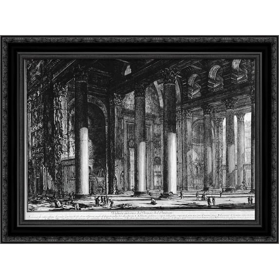 Vedute di Roma 24x20 Black Ornate Wood Framed Canvas Art by Piranesi, Giovanni Battista