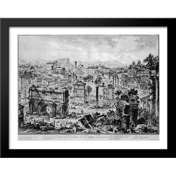 Vedute di Roma 36x28 Large Black Wood Framed Print Art by Giovanni Battista Piranesi