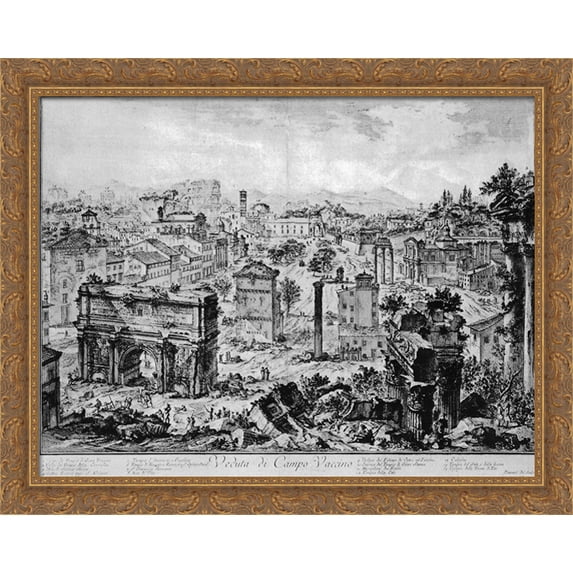 Vedute di Roma 36x28 Large Gold Ornate Wood Framed Canvas Art by Giovanni Battista Piranesi