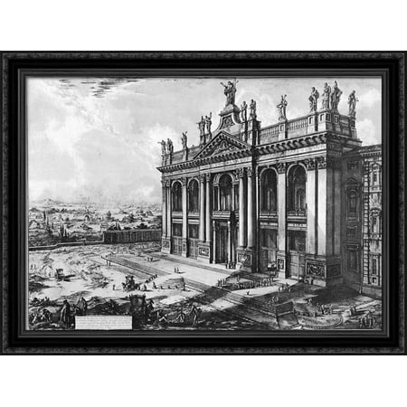 Vedute di Roma 38x28 Large Black Ornate Wood Framed Canvas Art by Giovanni Battista Piranesi