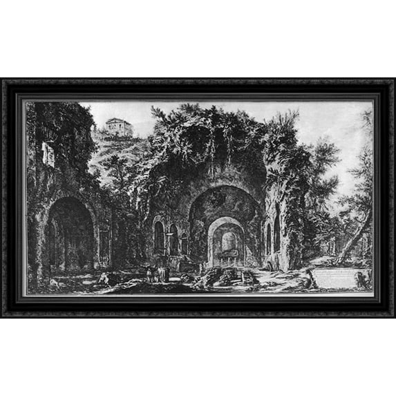 Vedute di Roma 40x26 Large Black Ornate Wood Framed Canvas Art by Giovanni Battista Piranesi