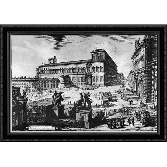 Vedute di Roma 40x28 Large Black Ornate Wood Framed Canvas Art by Giovanni Battista Piranesi