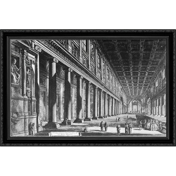 Vedute di Roma 40x28 Large Black Ornate Wood Framed Canvas Art by Giovanni Battista Piranesi