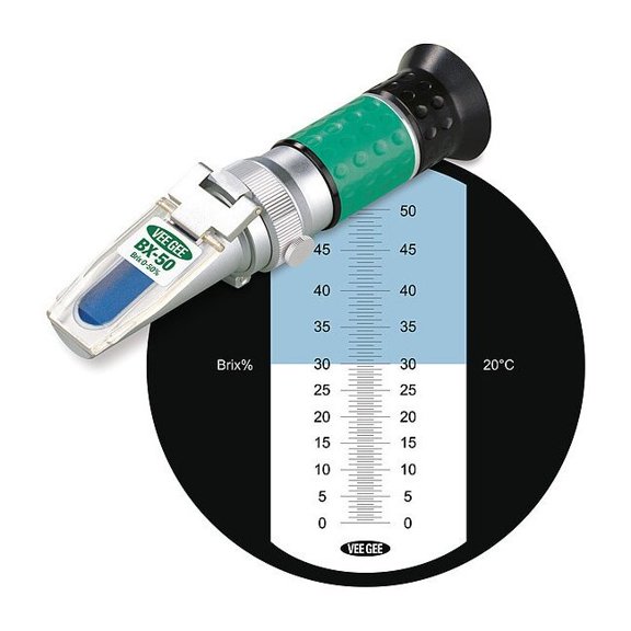 Vee Gee Refractometer,Brix,0 to 50 Perc BX-50
