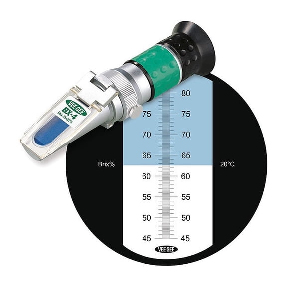 Vee Gee Refractometer,Brix,45 to 82 Perc 43007