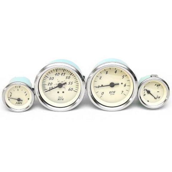 VeeThree Boat Gauge Set | Cream Silver (Set of 4)