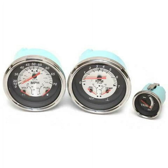 VeeThree Boat Gauge Set | Speedometer Tachometer Trim Mercury (3PC)