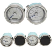 VeeThree Boat Gauge Set | w/ Blanks Metallic Silver / Blue 6 PC