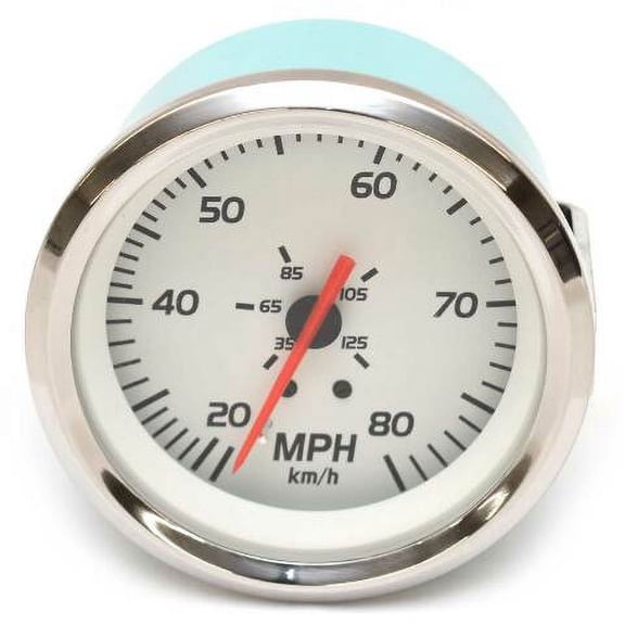 VeeThree Boat Speedometer Gauge 68242F | Lido Elite 3 1/4 Inch White Silver