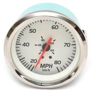 VeeThree Boat Speedometer Gauge 68242F | Lido Elite 3 1/4 Inch White Silver