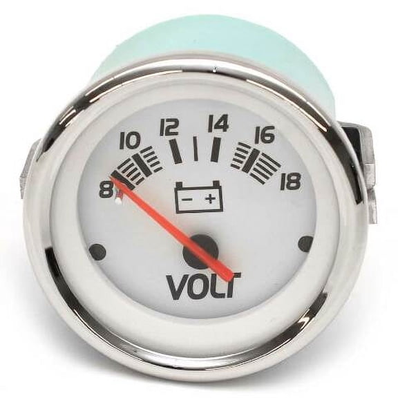VeeThree Boat Voltmeter Gauge 68253F | Lido Elite 2 Inch White Silver