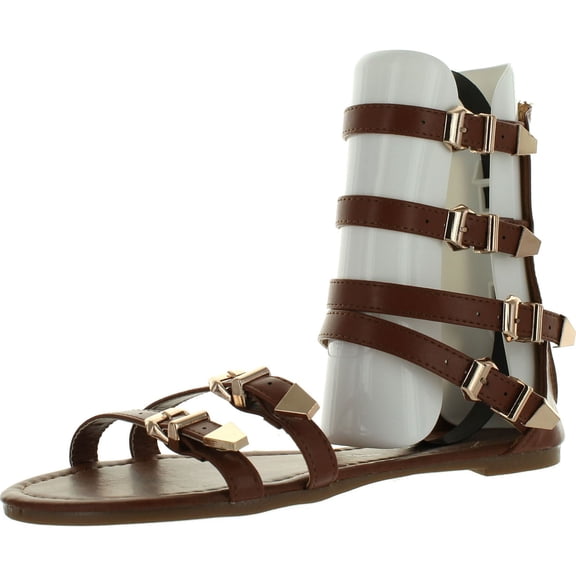 VeeVee Womens Gladiator Sandals Flats W/Multi Buckle Straps