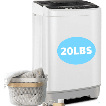 Veeboto 20 lbs Portable Washing Machine, Full Automatic Washer with Drain Pump, 10 Programs & 8 Water Levels with Transparent Cover, White