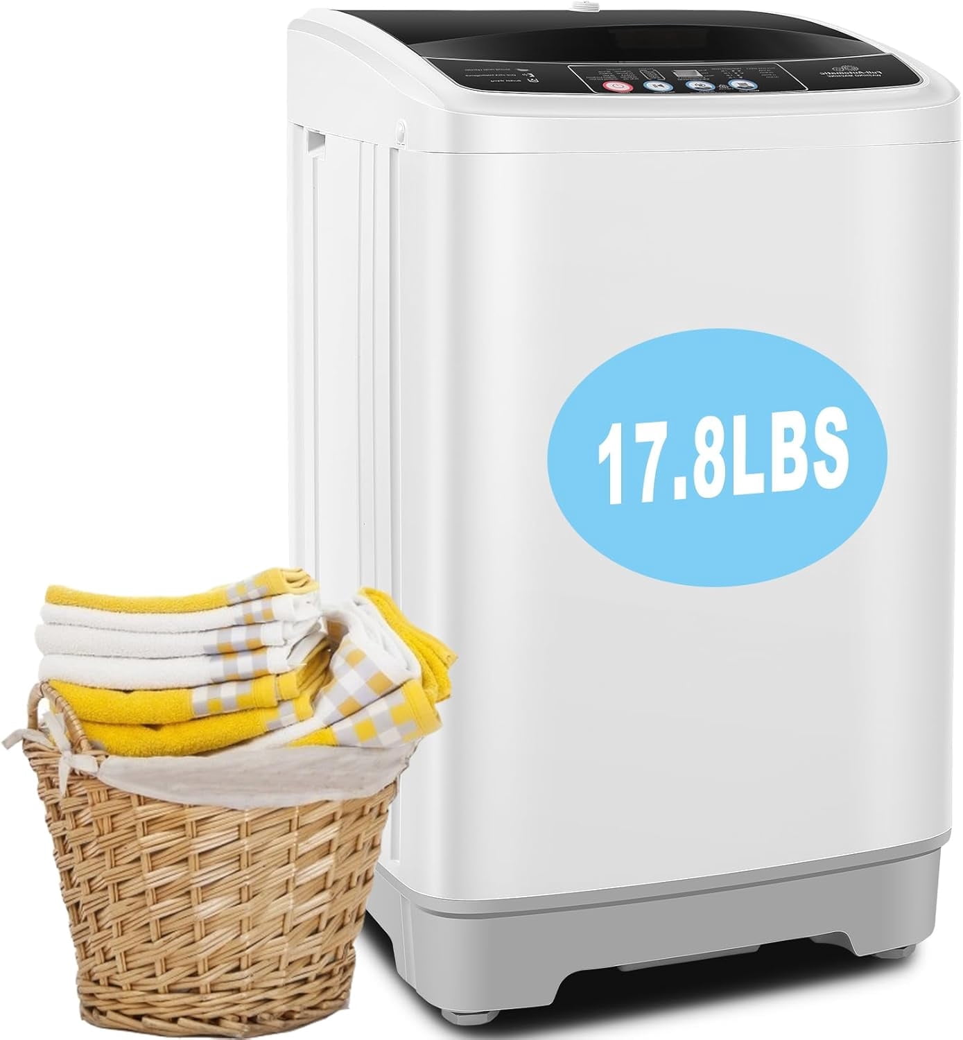 Veeboto 17.8LBS Portable Washing Machine with 10 Programs 8 Water Levels Selection, Fully Automatic Washer with Drain Pump and LED Display, Quiet and Energy Efficient