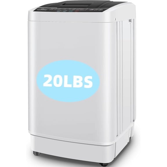 Veeboto 20 LBS Washing Machine, Fully-Automatic Washing Machine, 10 Wash Programs/8 Water levels with Drain Pump, Laundry with LED Display & 1 Adjustable feet for Home, Apartment, Dorm