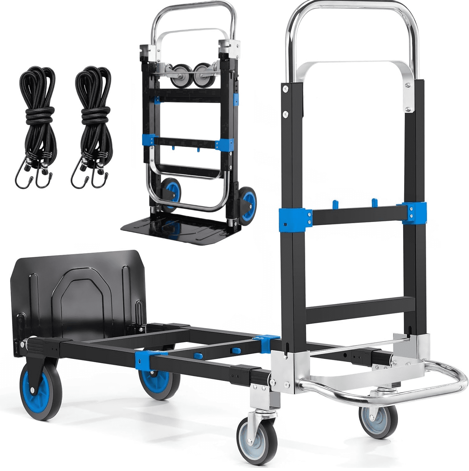 Hand Cart Ropes Veeboto 3-in-1 Convertible Folding Hand Trucks, 600LBS Heavy Duty ...