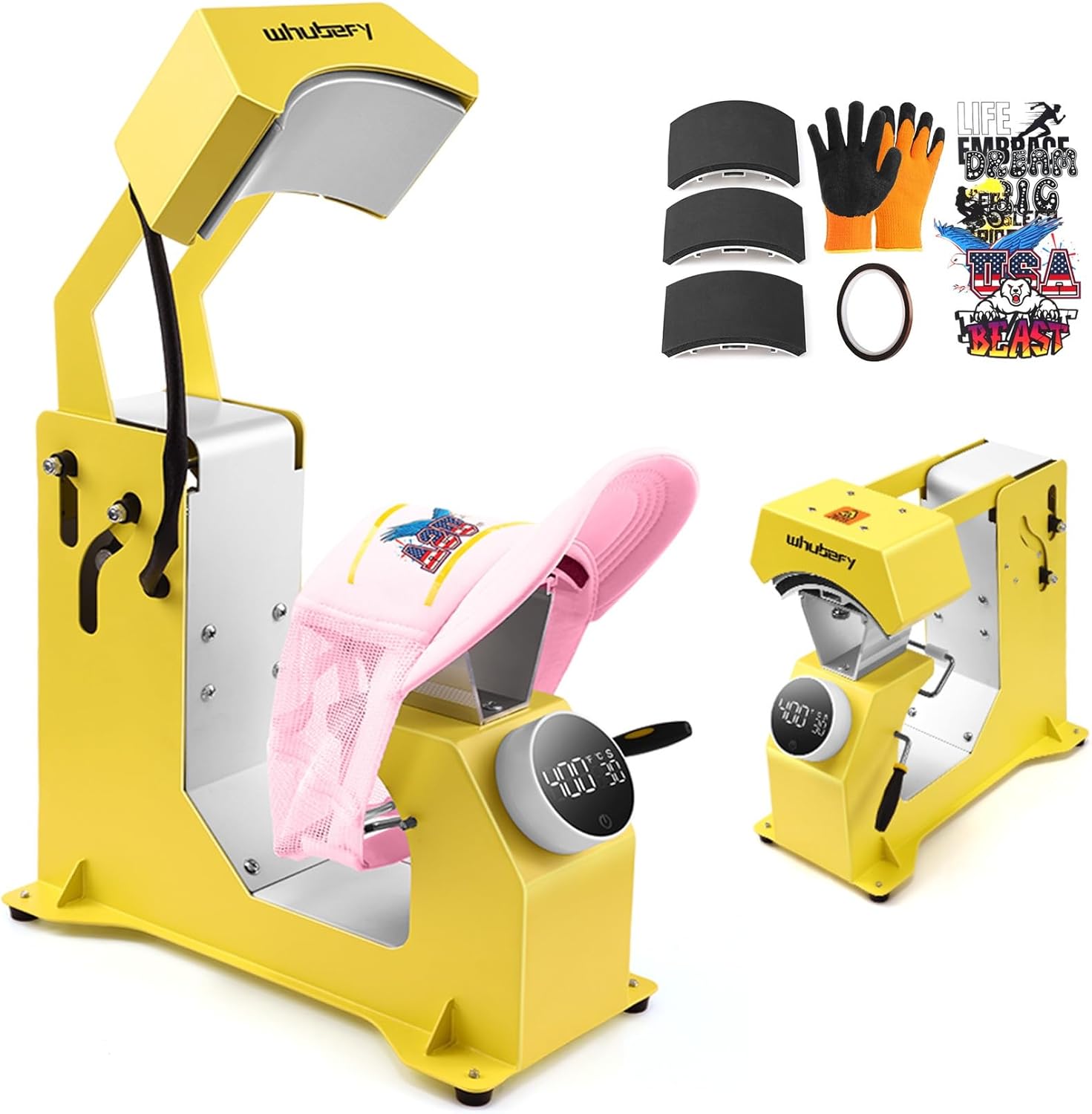 Adnoom 3-in-1 Hat Heat Press Machine, Automatic Release and Press Cap Heat Press with 3 Interchangeable Platens,One-touch Control,Sublimation Heat Transfer Printing for Caps