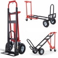 thumbnail image 1 of Veeboto 3-in-1 Heavy-Duty Industrial Hand Truck, 1000lbs Iron Hand Truck Dolly Cart with Inflatable Wheels for Moving, Travel, Office Use, Red, 1 of 7