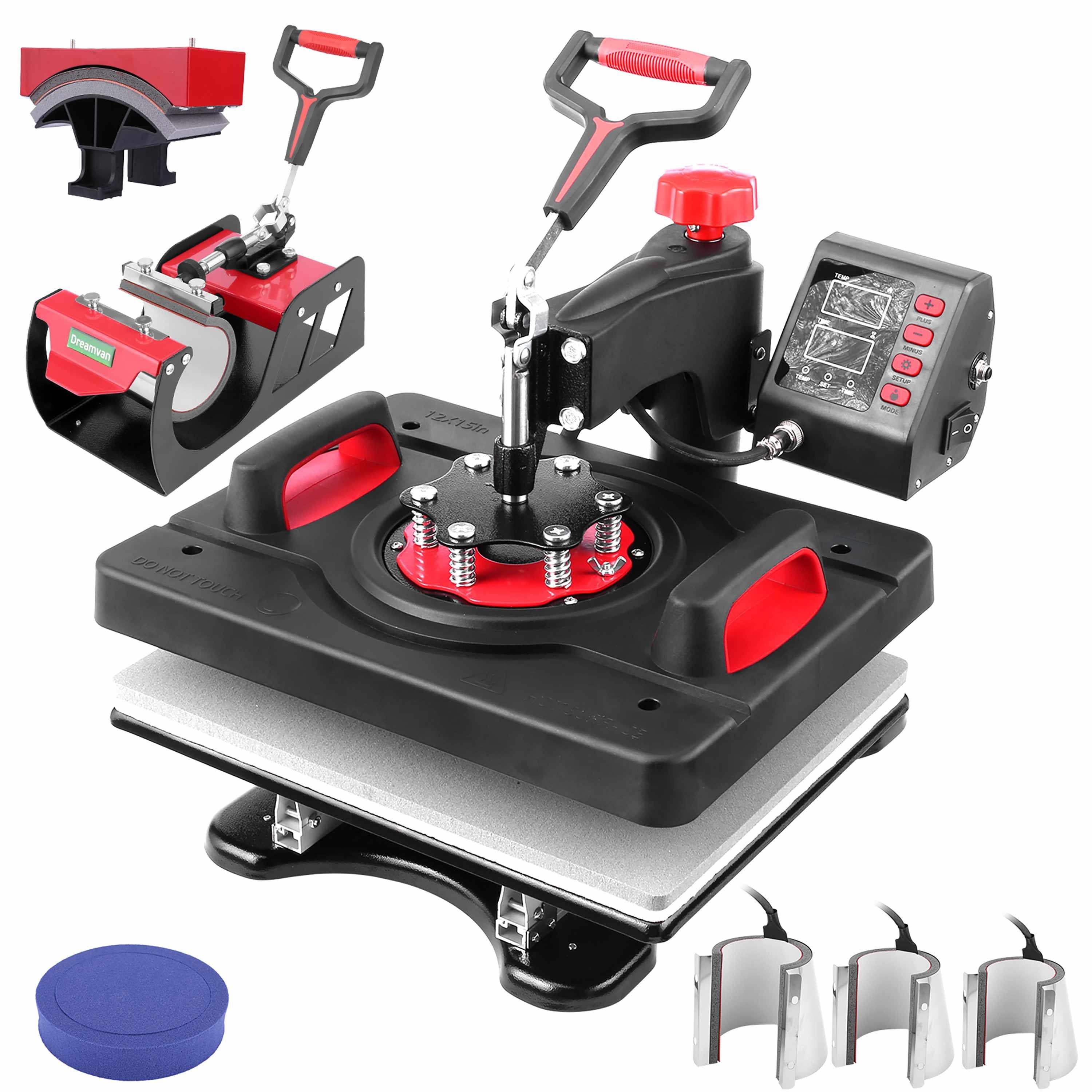 5 in 1 Heat Press Machine 12'' x 15'', Heating Evenly Digital Sublimation Press, 360° Swing Away Heat Transfer Machine for T-shirt Mug Hat sports gifts