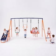 Veeboto 5-in-1 Heavy Duty Swing Set with Slide & Teeter-Totter & 2xAdjustable Swings & Hanging Rings, 700lbs Backyard Swing Sets, Kids Swing Set for Outdoor, Backyard, Playground
