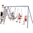 thumbnail image 1 of Veeboto 6-in-1 Swing Sets for Outside, 550lbs Heavy Duty A-Frame Outdoor Swing Set, Adjustable Kids Seat/Ground Stakes for Backyard, 1 of 10