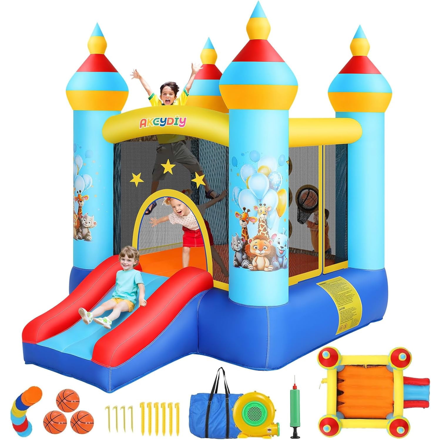 Veeboto Bounce House with Blower, Tropical Jungle Animal Party ...