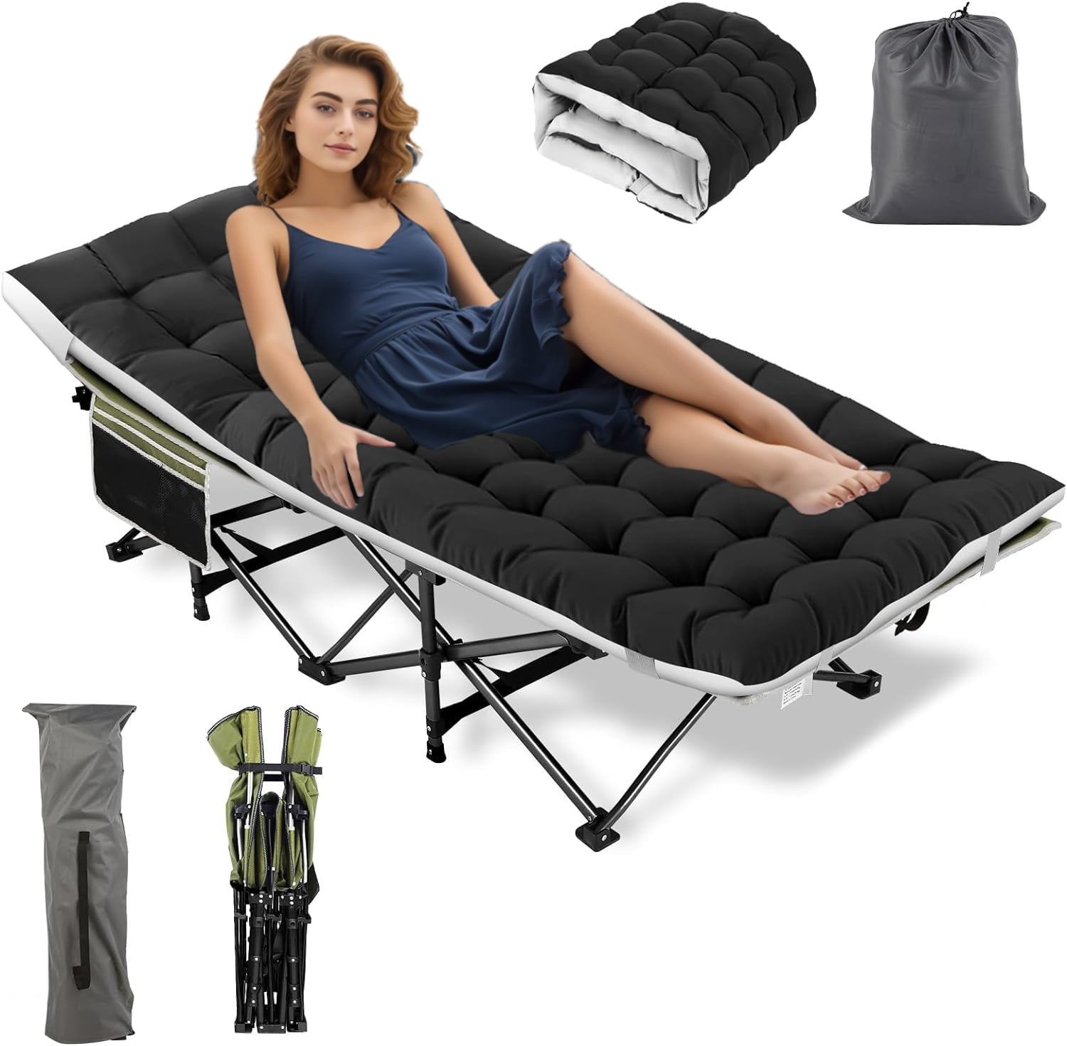 Veeboto Folding Bed Cot with 900lbs, 75"* 28" XL Size Folding Sleeping