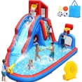thumbnail image 1 of Veeboto 8 in 1 Water Slide with Blower，Outdoor/Indoor Inflatable Bouncy House with Slide, Pool, Climbing Wall, Basketball Hoop, Soccer Goal, Water Cannon, Tunnel, Water Park for Big Kids, 1 of 7