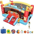 thumbnail image 1 of Veeboto Inflatable Bounce House with 550W Blower, Big Bouncy House with Double Slide, Jumping Area, Ball Basket, Ball Net, Target, Obstacle Post, Indoor & Outdoor Jumping Castle for Kids Aged 3-12, 1 of 7