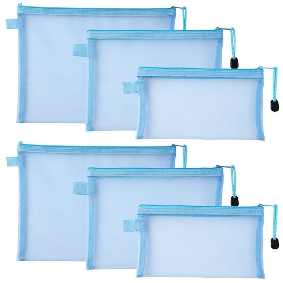 Veecome 6Pcs Mesh Cosmetic Bag Multifunctional Makeup Pouches with Zipper File Bag Organizer (A4/A5/A6 2Pcs/Each)