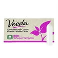 Veeda 100 Natural Cotton Applicator Free Tampons, 16 Count Super