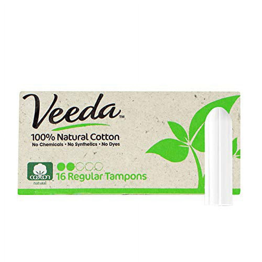 Veeda 100 Natural Cotton Applicator Free Tampons Super Absorbent