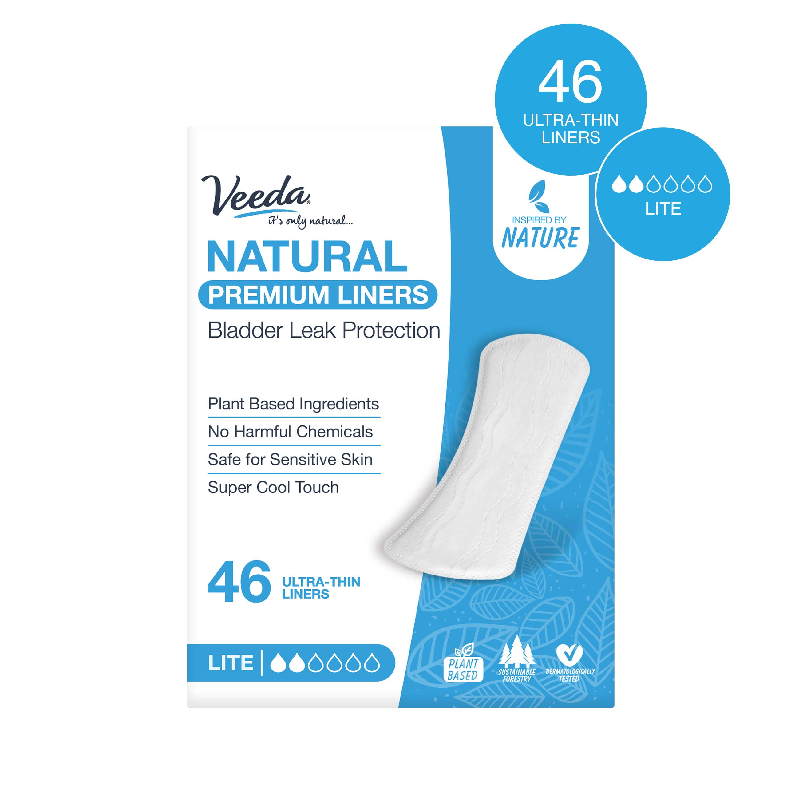Veeda Daily Natural Premium Incontinence and Postpartum Panty Liners