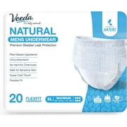 Veeda Natural Adult Incontinence Underwear for Men - Disposable Underwear for Bladder Leakage Protection - Adult Diapers for Men with Maximum Absorbency - X-Large Size - 20 Count