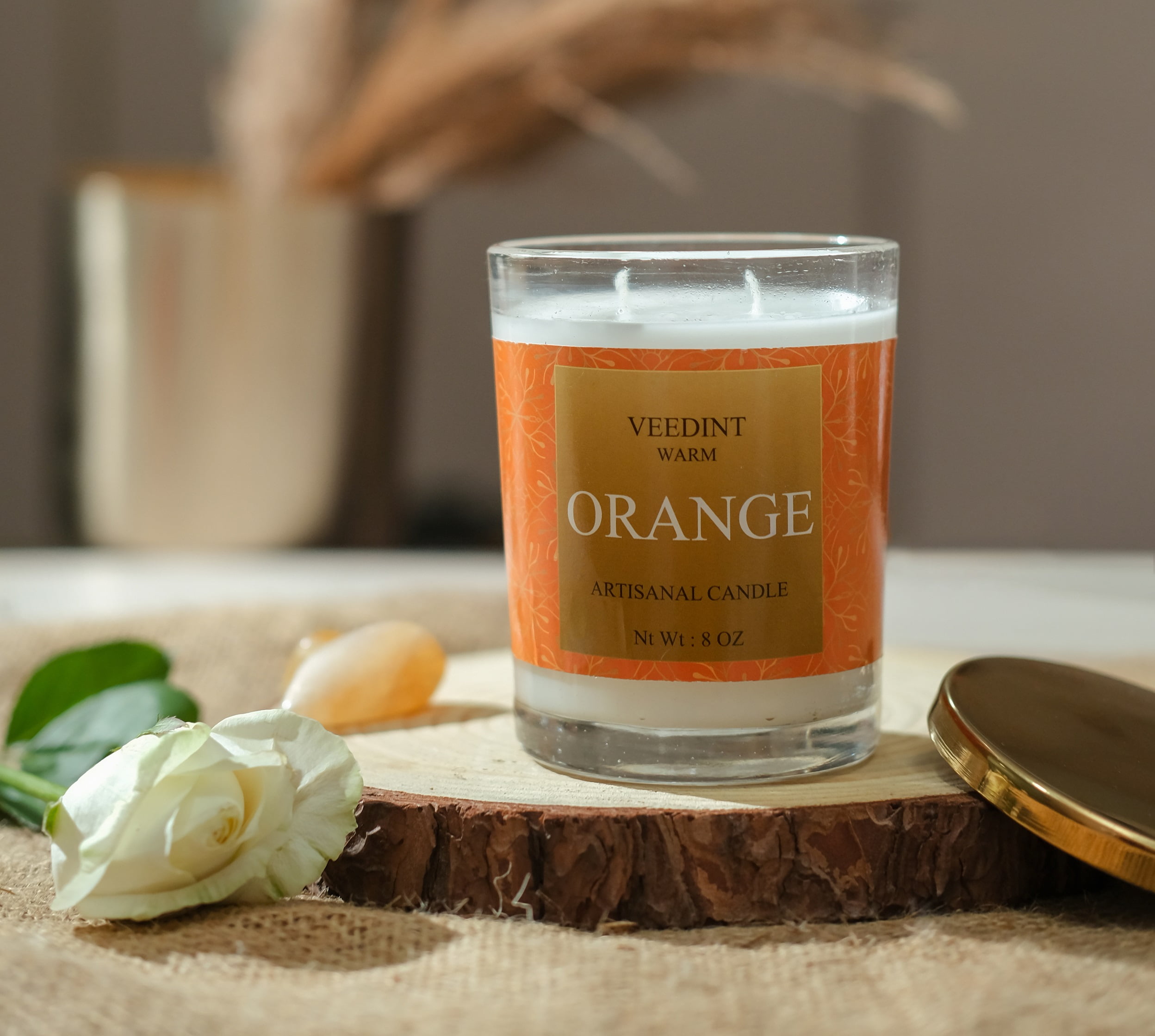 Veedint Candle Scented Candle, Jar Candle, Orange Fragrance, 8 Oz