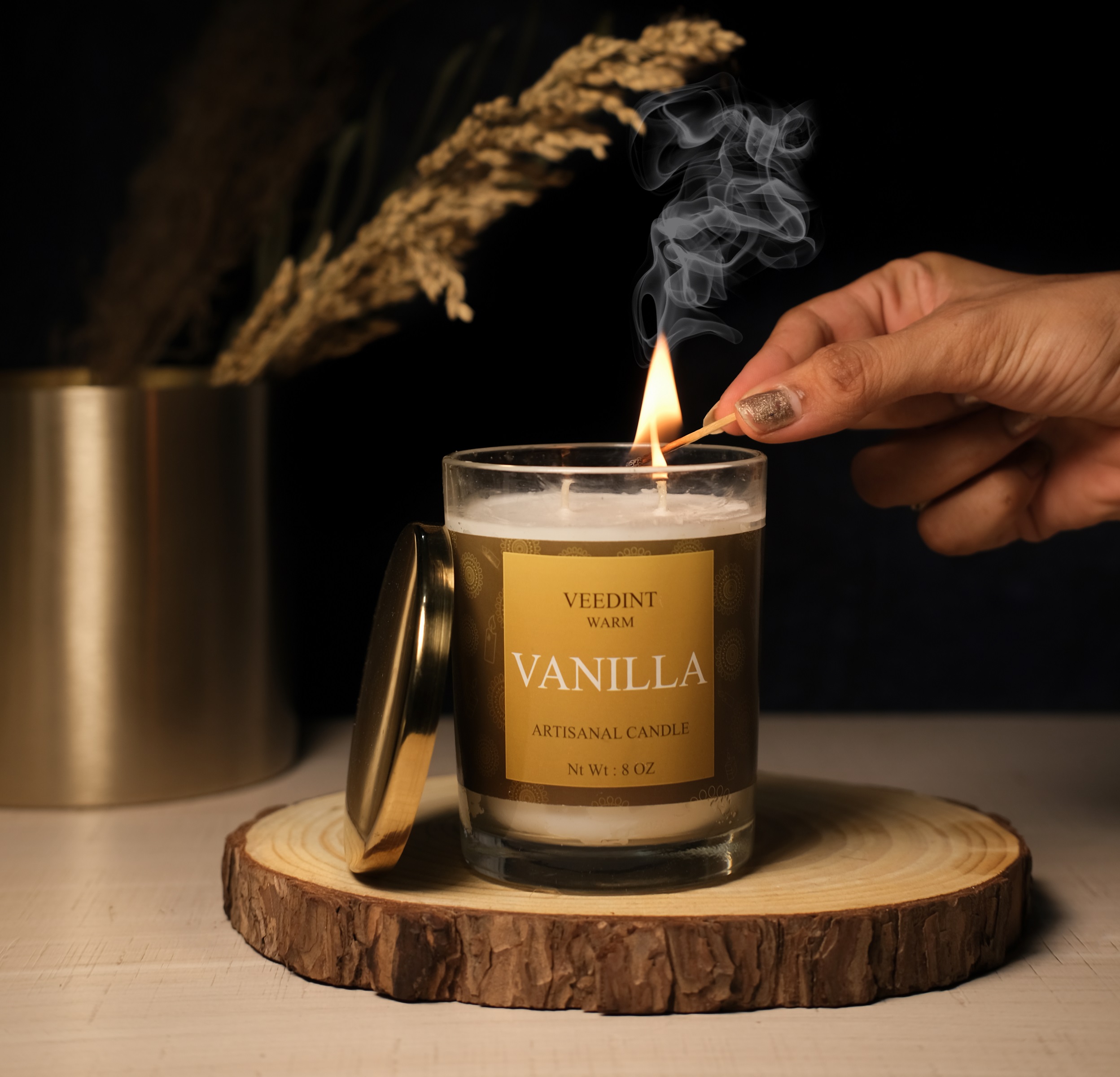 Veedint Candle Scented Candle, Jar Candle, Vanilla Fragrance, 8 oz