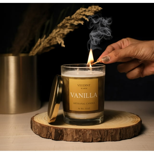 Veedint Candle Scented Candle, Jar Candle, Vanilla Fragrance, 8 oz