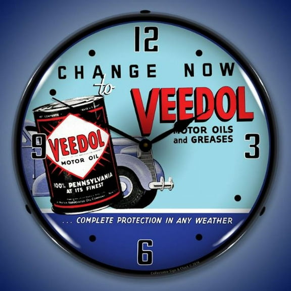 Veedol Oil and Grease Wall Clock, Lighted