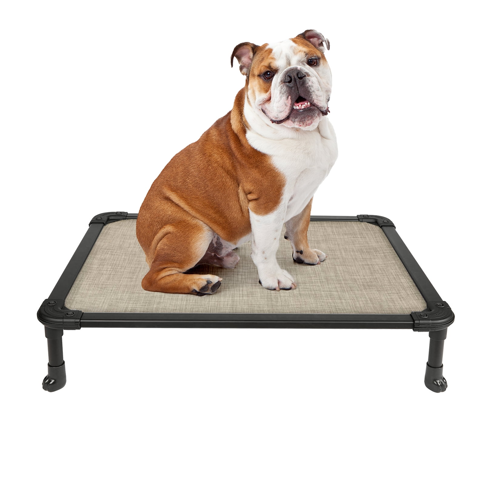 Veehoo Chew Proof Dog Bed Cooling Raised Pet Cot Rustless Aluminum Frame Beige Coffee Medium
