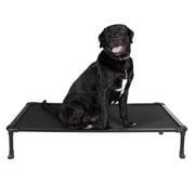Veehoo Chew Proof Dog Bed, Cooling Raised Pet Cot, Rustless Aluminum Frame, Black, Large