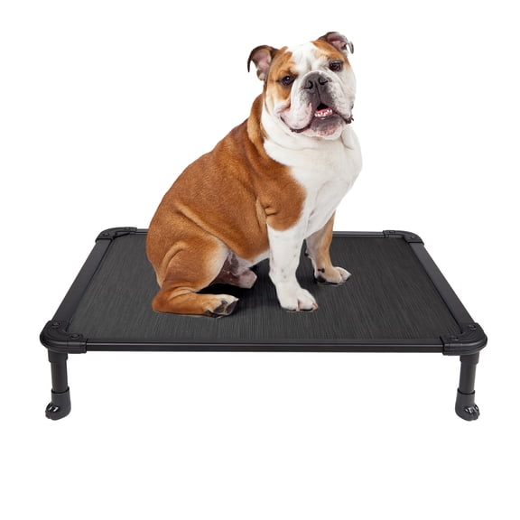Veehoo Chew Proof Dog Bed, Cooling Raised Pet Cot, Rustless Aluminum Frame, Black, Medium