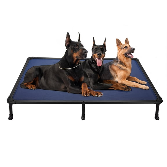 Veehoo Chew Proof Dog Bed, Cooling Raised Pet Cot, Rustless Aluminum Frame, Blue, XX Large
