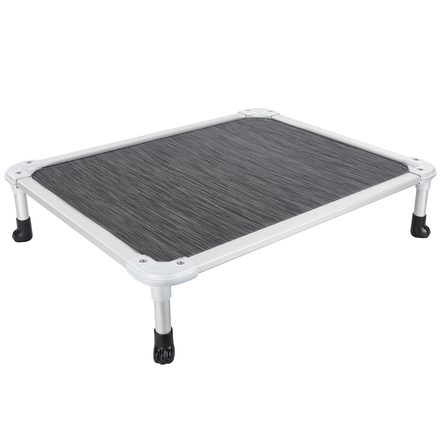 Veehoo Chew Proof Dog Bed, Rustless Aluminum Frame and Textilene Mesh Fabric, Black Silver, Medium