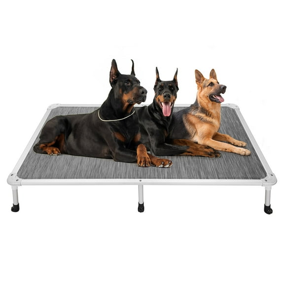 Veehoo Chew Proof Dog Bed, Rustless Aluminum Frame and Textilene Mesh Fabric, Black Silver, XX Large