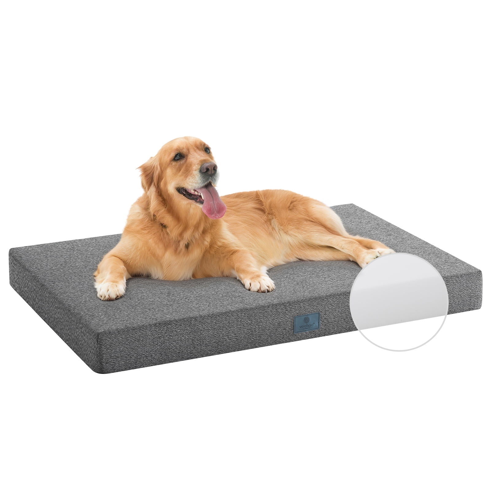 Veehoo Chew Proof Dog Bed for Crate, Pet Pad with Removable Washable Cover, Extra Large, Black
